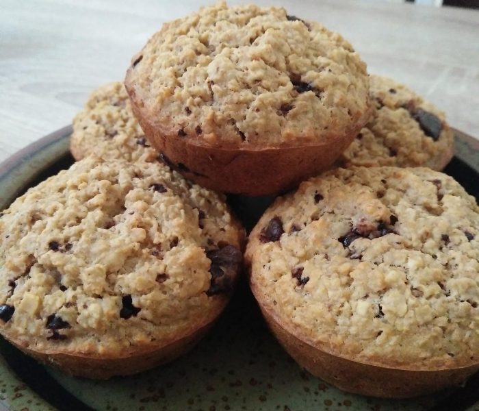 Baked Banana Oat Chocolate Muffin